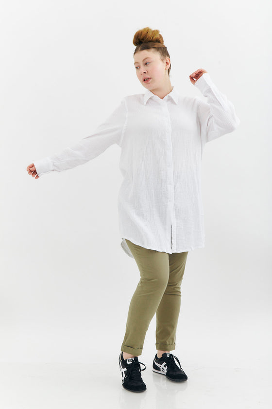 Olive shirt - White