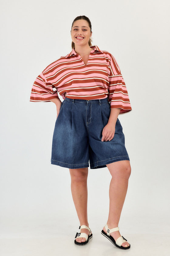 204 - Flow denim bermuda - Blue