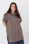 Roxanne tunic - Brown & light blue stripes