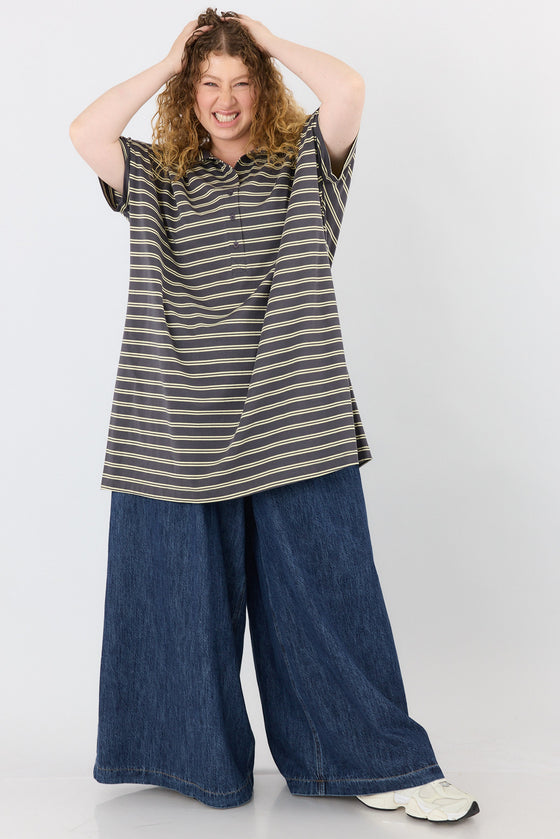 Roxanne tunic - Grey & light yellow stripes