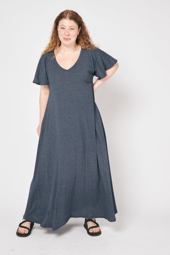 Fly dress - Navy & White pinstripes