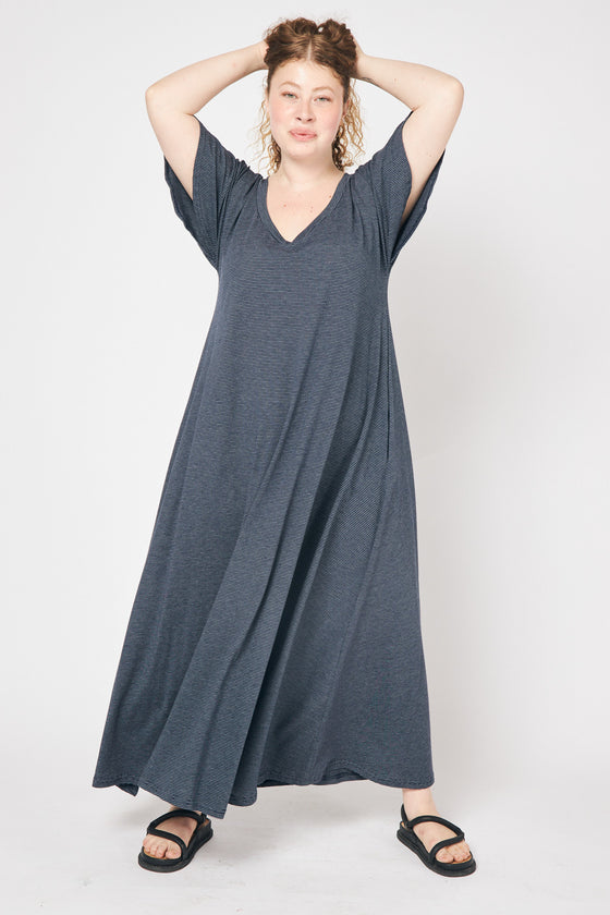 Fly dress - Navy & White pinstripes