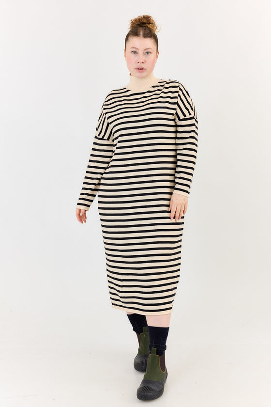 Clover dress - Off white stripes & Black