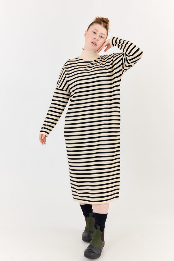 Clover dress - Off white stripes & Black