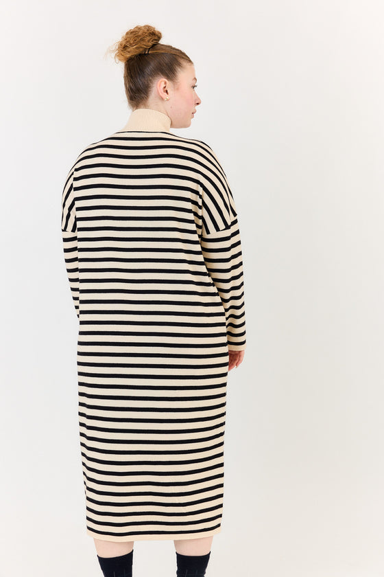 Clover dress - Off white stripes & Black