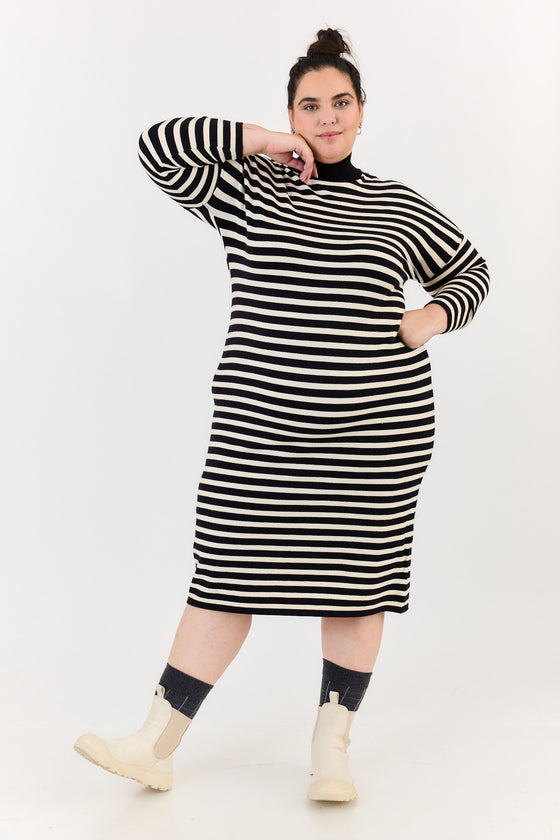 Clover dress - Black & Off white stripes