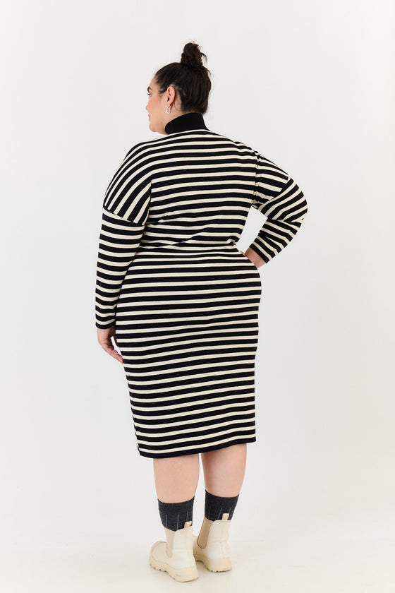 Clover dress - Black & Off white stripes