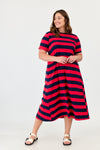 Sunrise dress - Red & Navy stripes