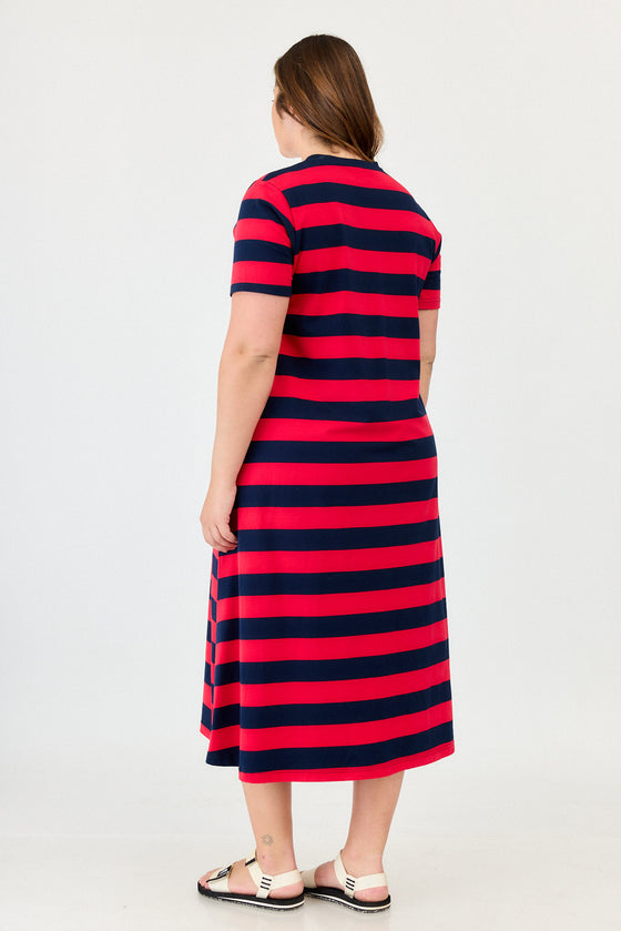 Sunrise dress - Red & Navy stripes