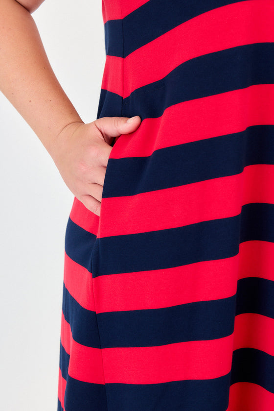 Sunrise dress - Red & Navy stripes