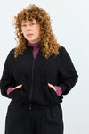 Quilt Bomber Jacket - Black