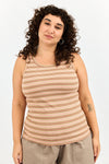 Base Rib Top - Pink & sand stripes