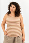 Base Rib Top - Pink & sand stripes