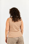 Base Rib Top - Pink & sand stripes