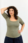 Kimi top - Olive & Navy