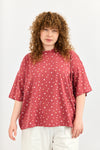 Emilie top - Rouge with Flowers