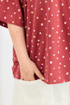 Emilie top - Rouge with Flowers