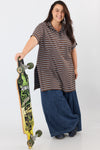Roxanne tunic - Brown & light blue stripes