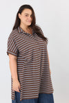 Roxanne tunic - Brown & light blue stripes