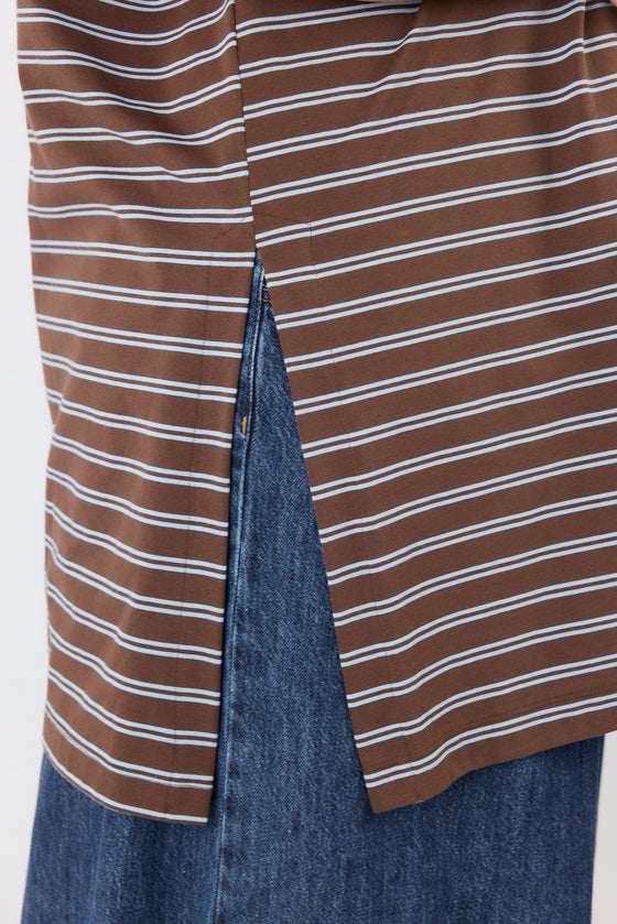 Roxanne tunic - Brown & light blue stripes