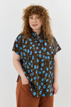 Vintage shirt - Flowers Brown