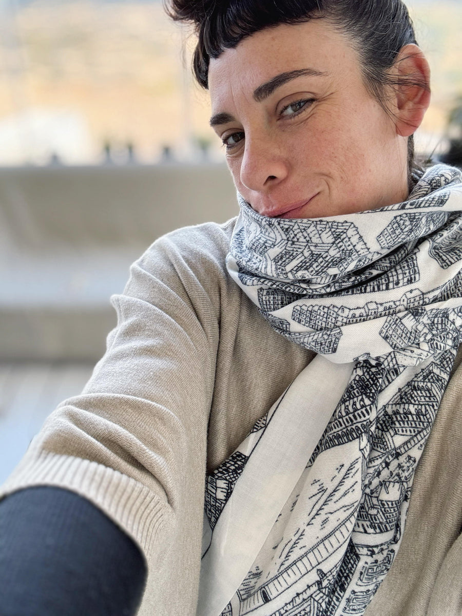 Architecture scarf - white – Tula