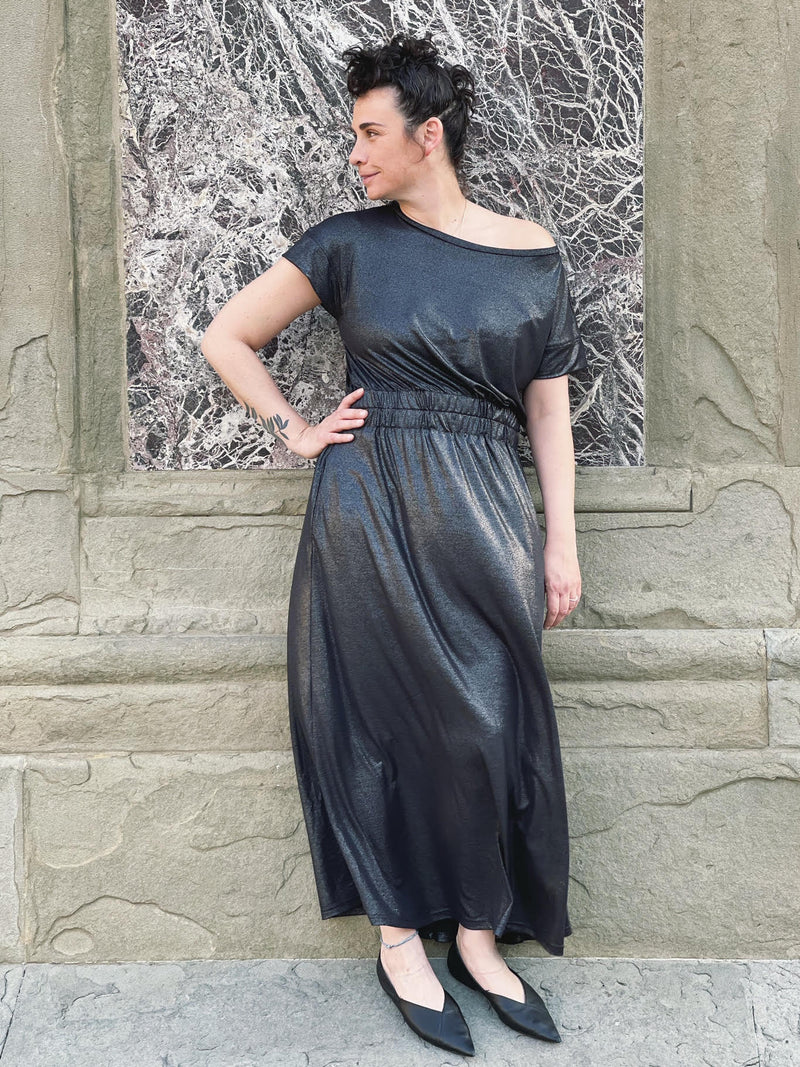 Evening vibe dress - Shiny black (7210300637376)