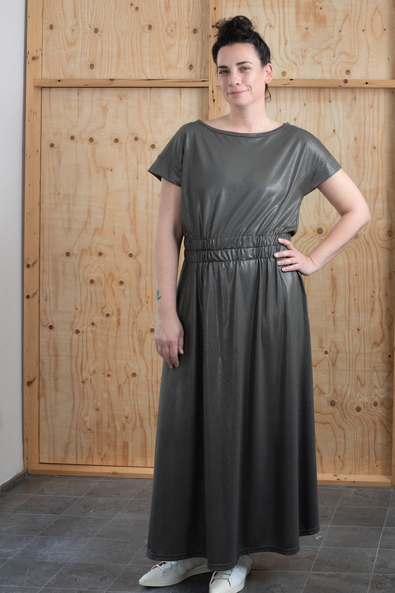 Evening vibe dress - Shiny olive (7210302472384)