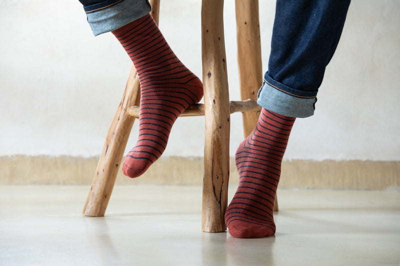 Small stripes socks - brick